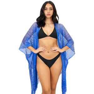Lazy Daisy Camilla lurex open cover-up with a zig-zag weave pattern